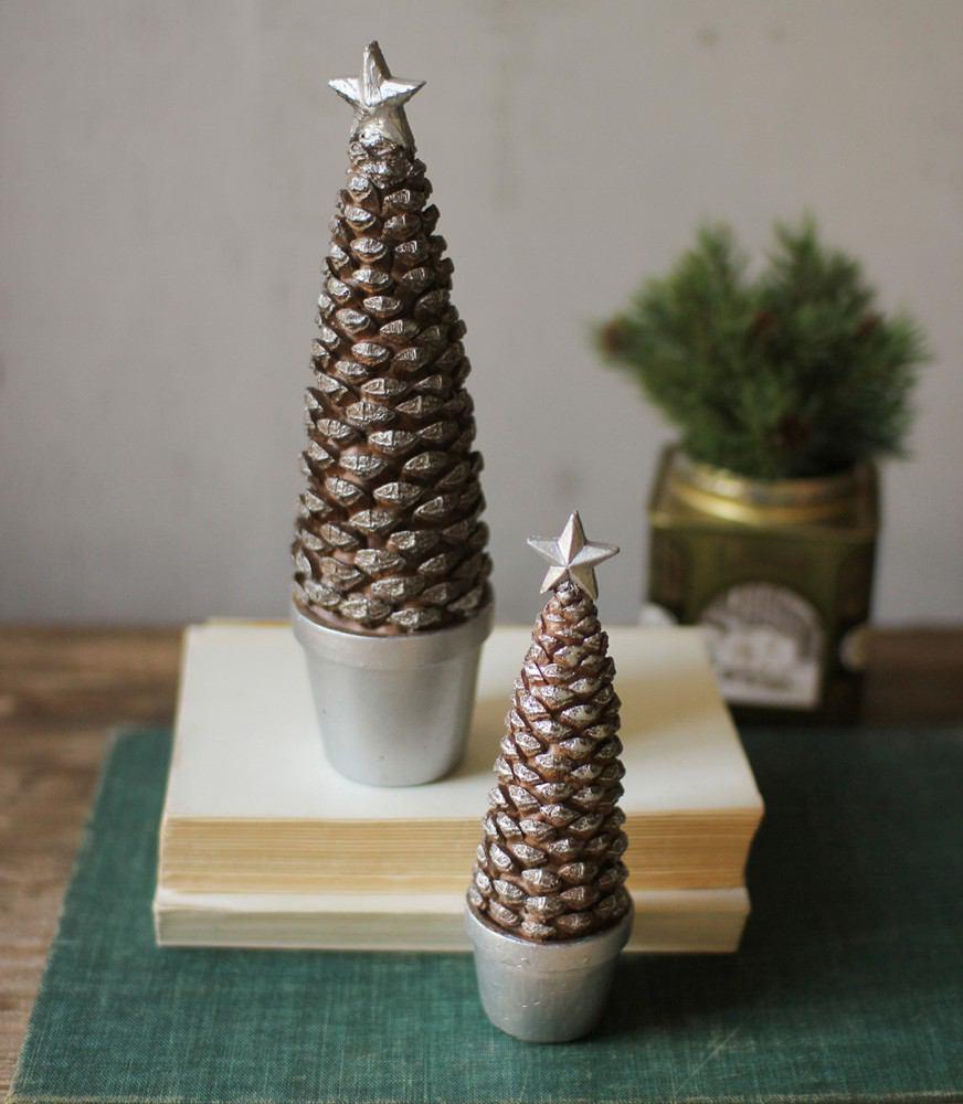 Kalalou Resin Pine Cone Topiaries - 2 Pcs/Set Of 2