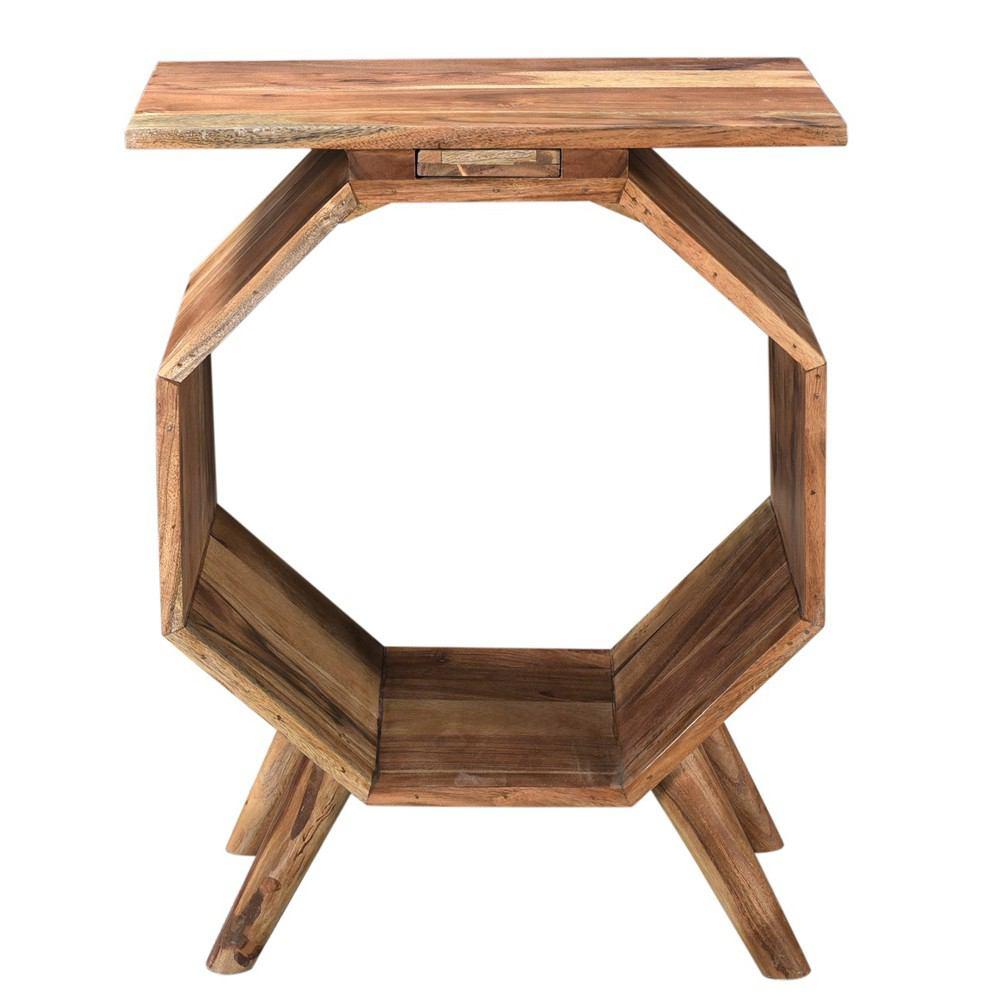 Crestview Collection Bengal Manor Acacia Wood Octagon Accent Table