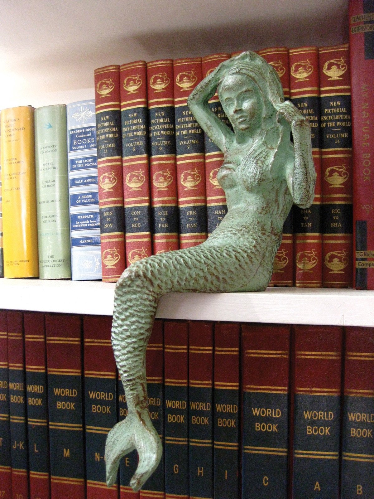 Kalalou Antique Green Cast Iron Mermaid