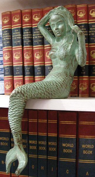 Kalalou Antique Green Cast Iron Mermaid