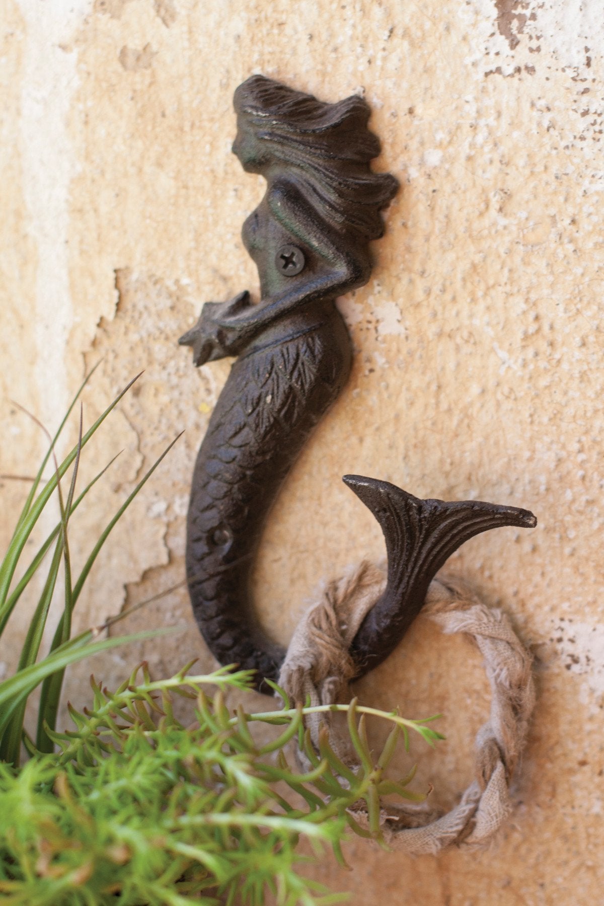 Kalalou Cast Iron Mermaid Hook - Rustic - Set Of 8