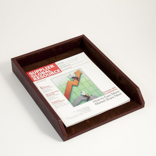 Bey-Berk Tan Leather Letter Tray