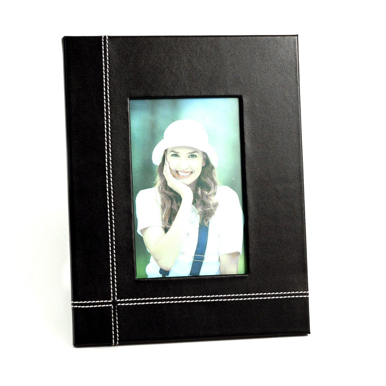 Bey-Berk Black Leather Frame 4"x6"