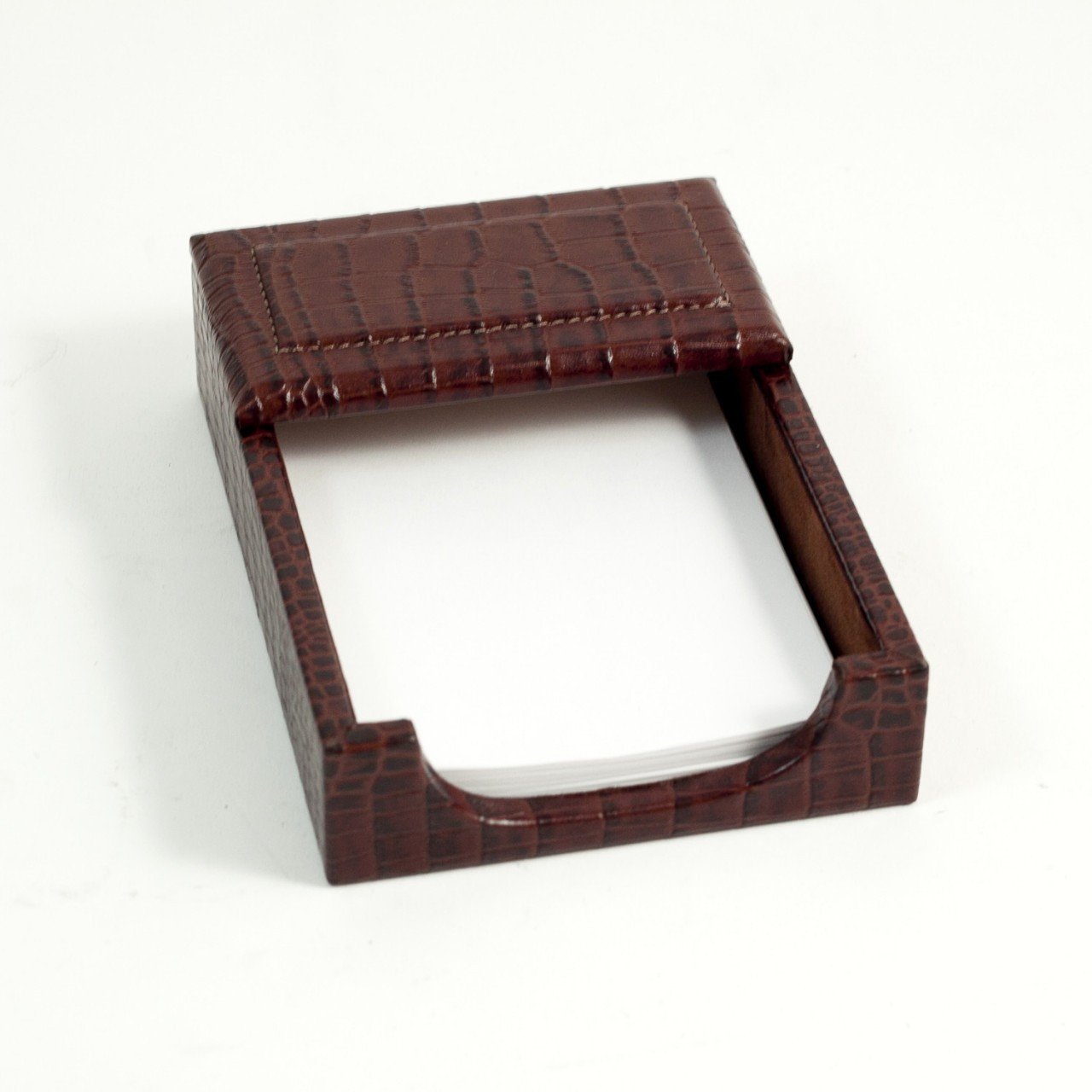 Bey-Berk Brown "Croco" Leather Memo Holder