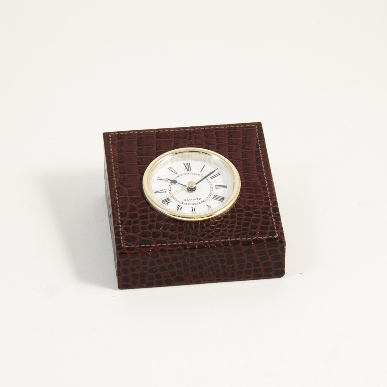 Bey-Berk Brown "Croco" Leather Clock
