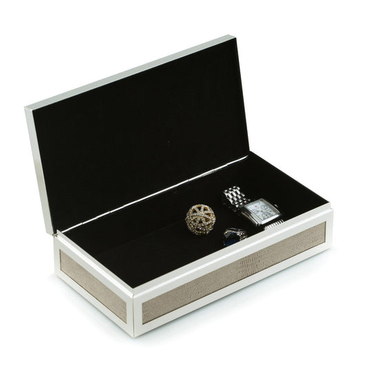 Bey-Berk Rectangular Hinged Box with "Lizard" Fabric Design