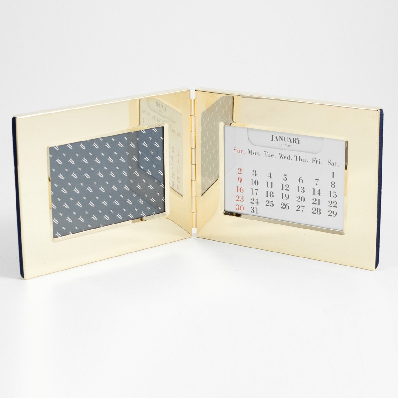 Bey-Berk Gold Plated Perpetual Calendar & Picture Frame