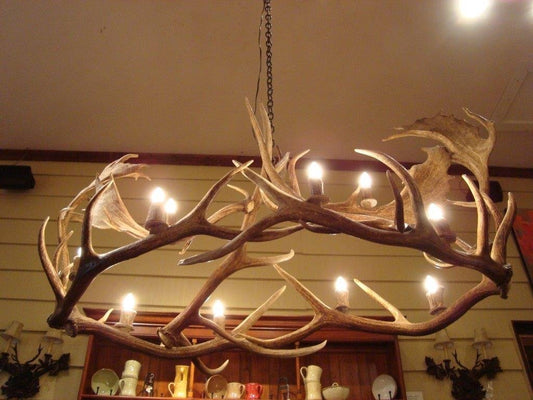 Antlerworx 10 Light Elk/Fallow Oval Antler Chandelier (AWC-28)