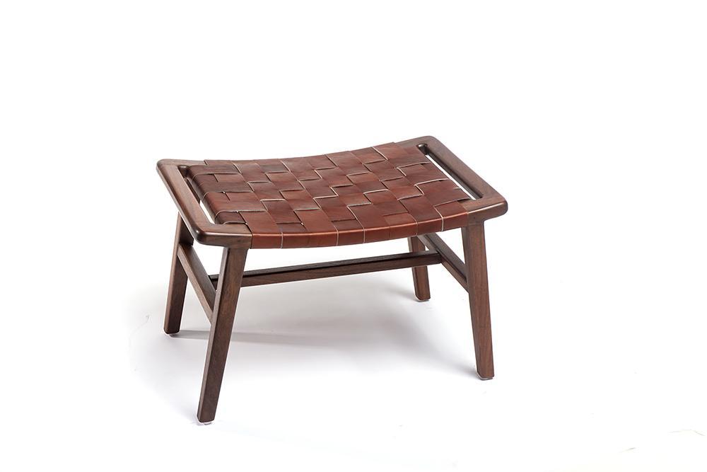 Masaya Wood & Leather Ottoman