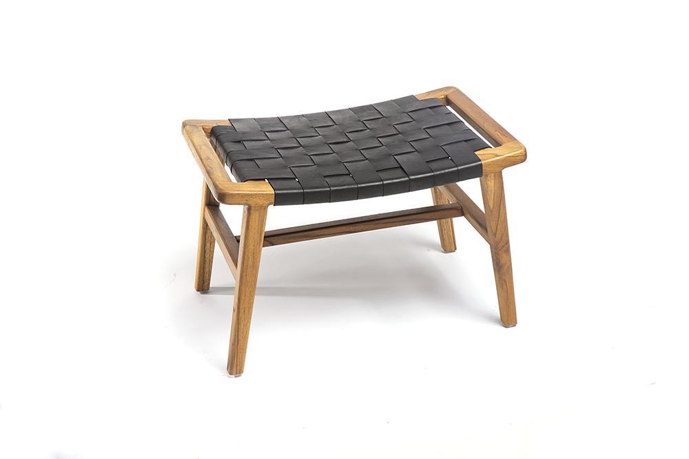 Masaya Wood & Leather Ottoman