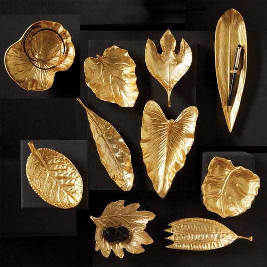 Tozai Home S/10 Lg Brass Foliage Dishes