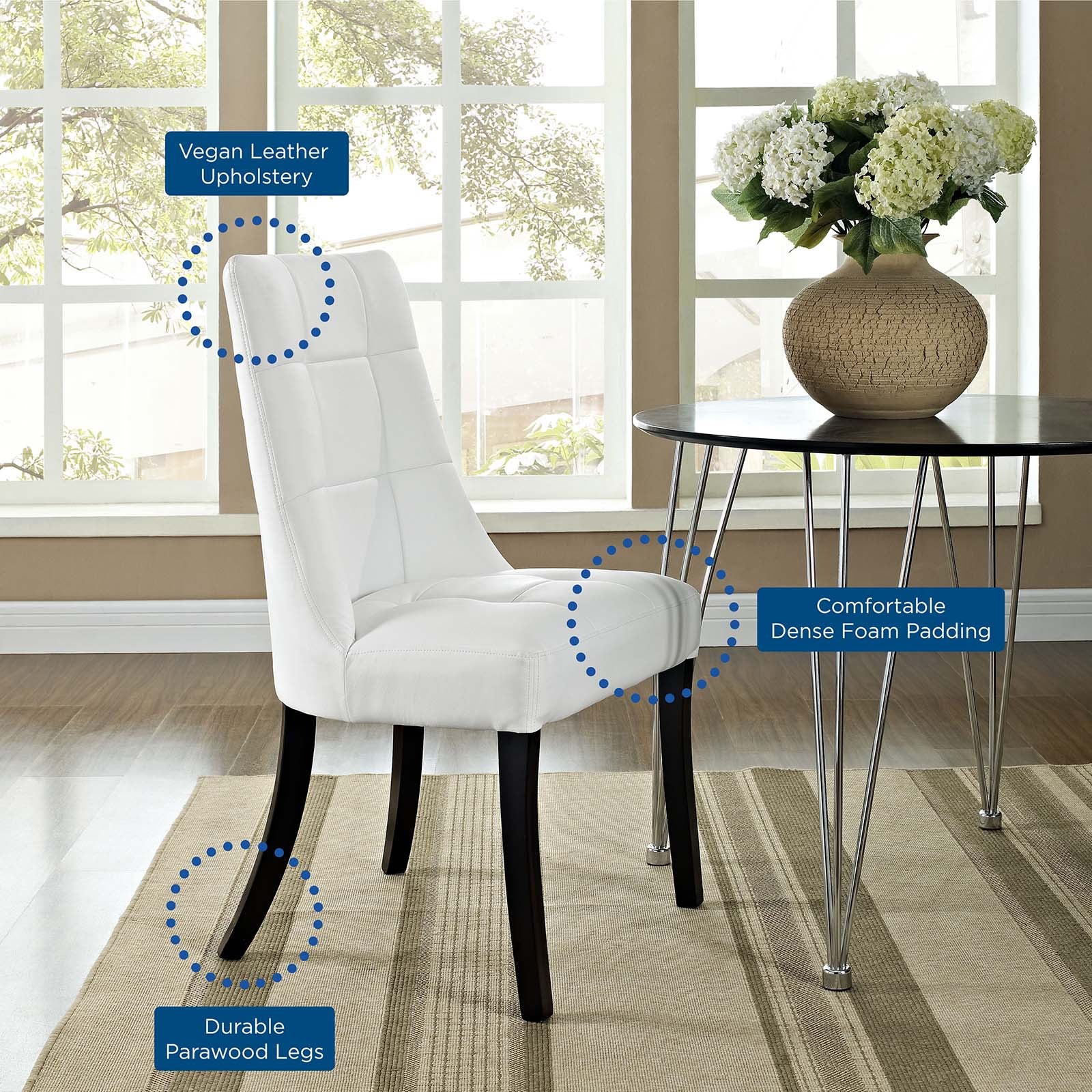 Modway Noblesse Dining Vinyl Side Chair | Dining Chairs | Modishstore-3