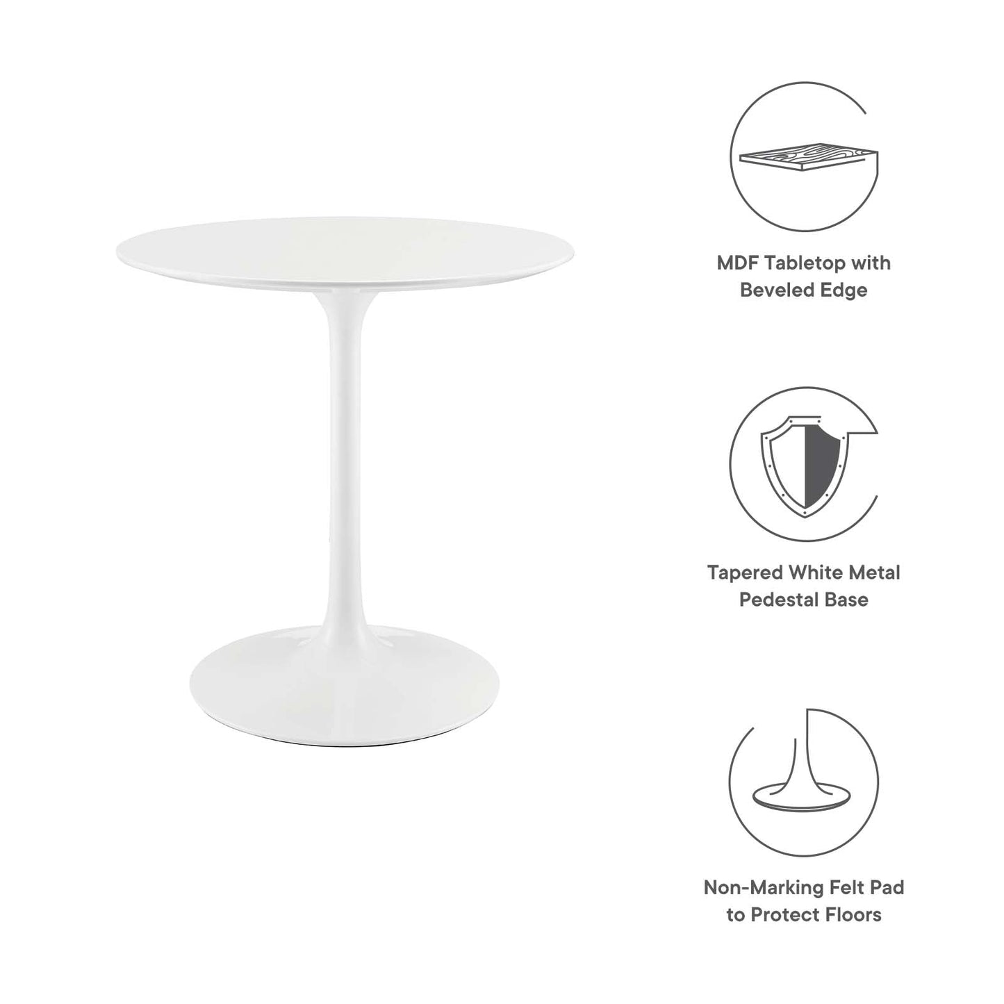 Modway Lippa 28" Round Wood Top Dining Table - White - EEI-1115