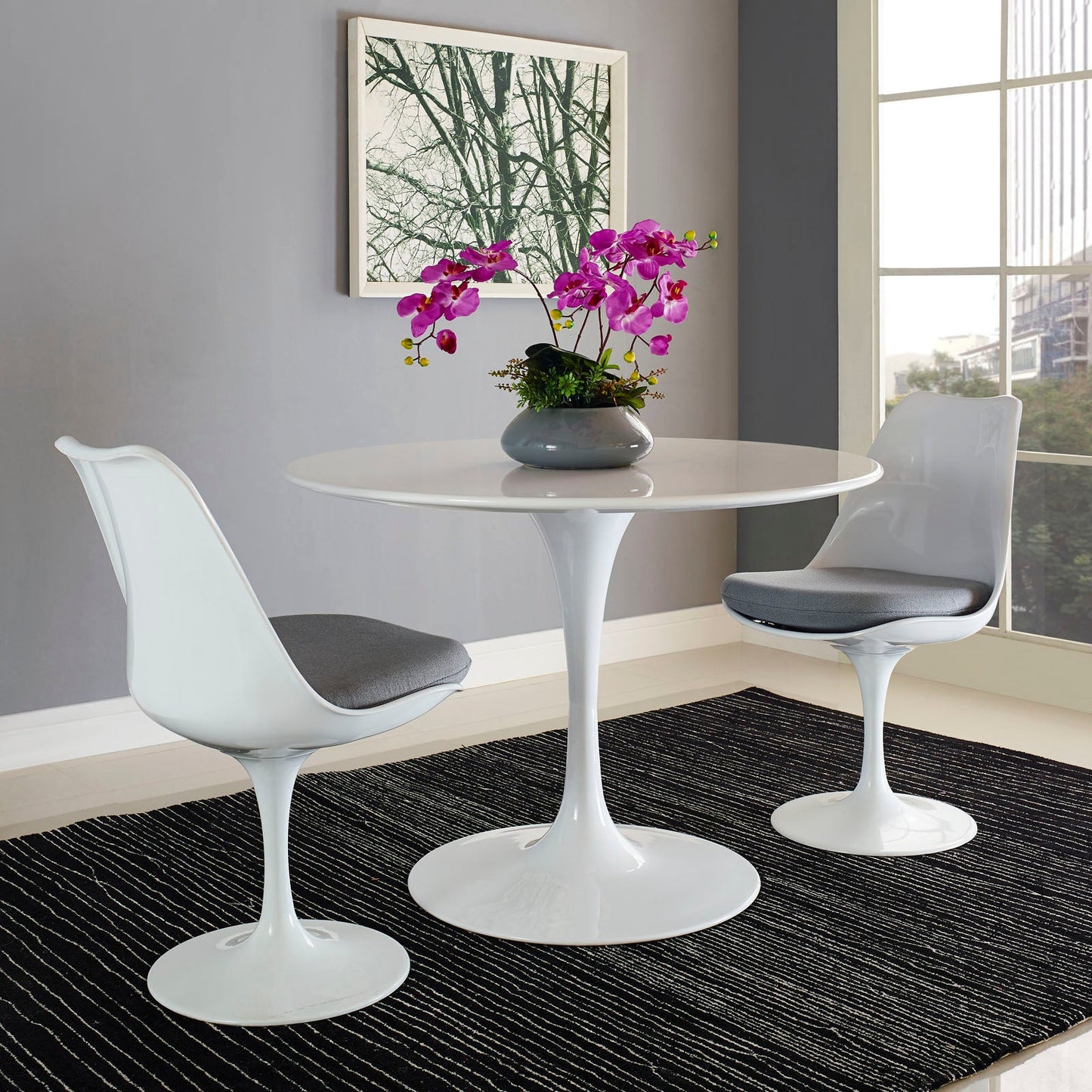 Modway Lippa 40" Round Wood Top Dining Table in White | Dining Tables | Modishstore