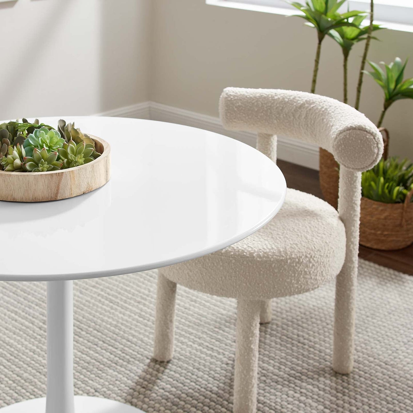 Modway Lippa 40" Round Wood Top Dining Table in White - EEI-1117