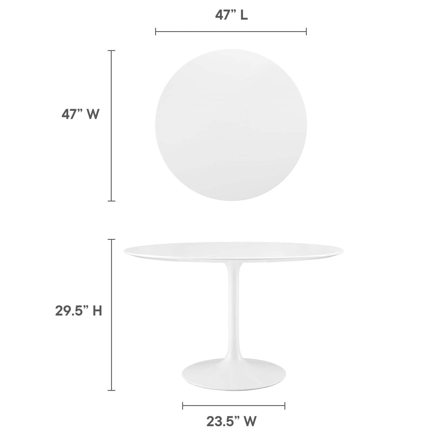 Modway Lippa 47" Round Wood Top Dining Table in White - EEI-1118