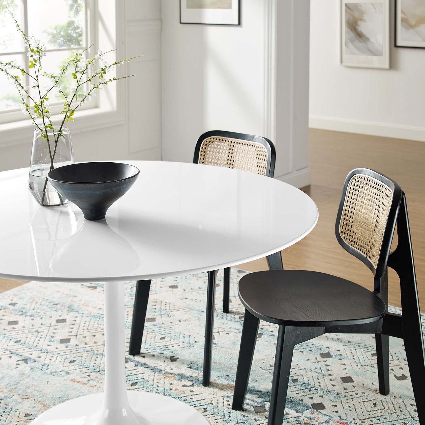 Modway Lippa 47" Round Wood Top Dining Table in White - EEI-1118