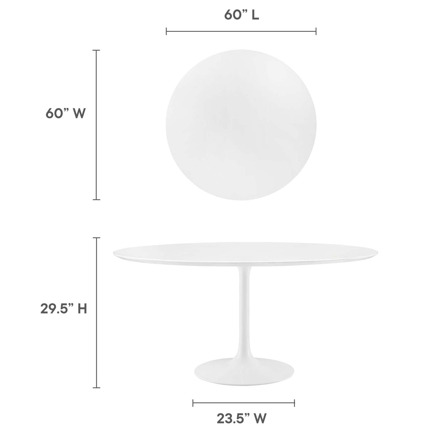 Modway Lippa 60" Round Wood Top Dining Table - White - EEI-1120