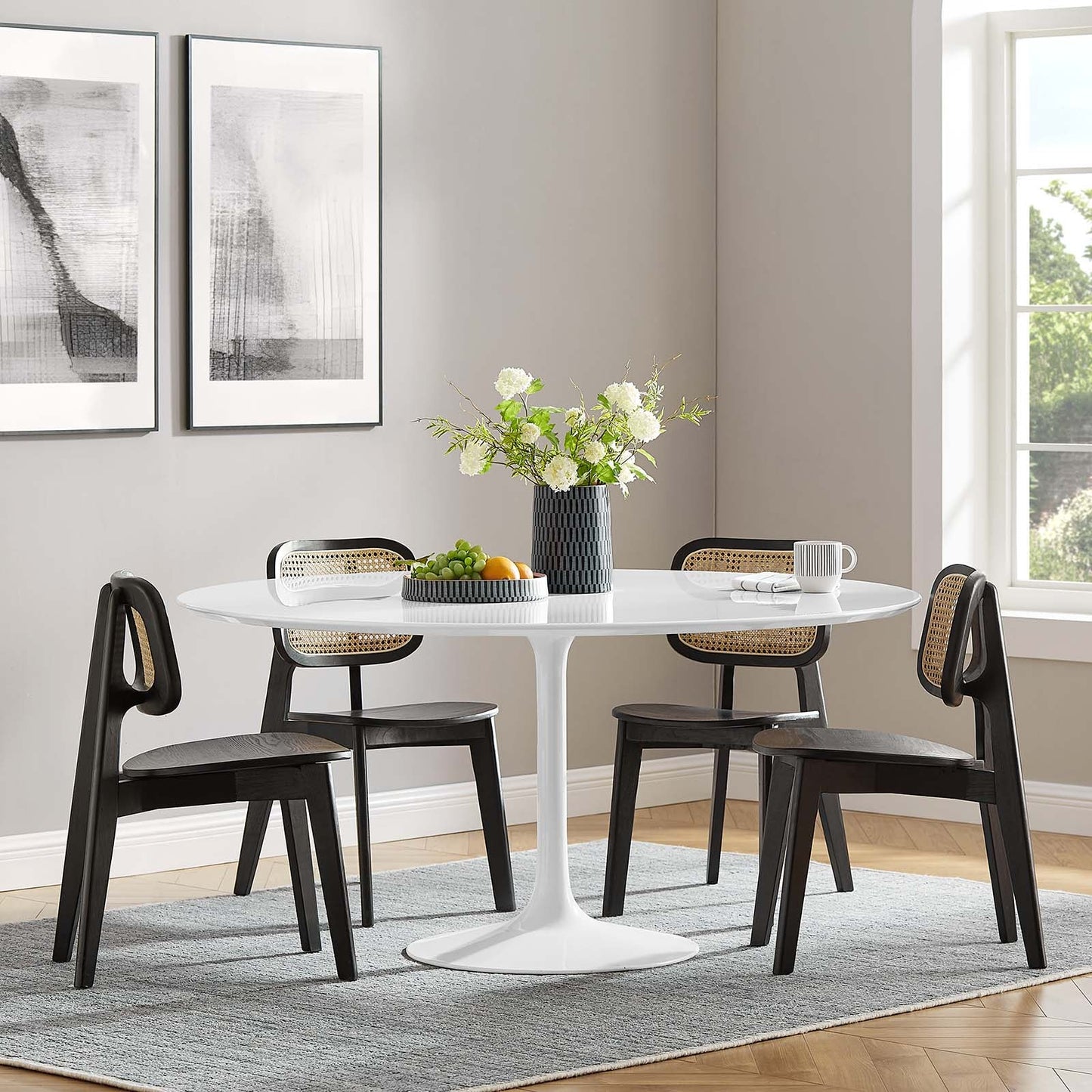 Modway Lippa 60" Round Wood Top Dining Table - White - EEI-1120