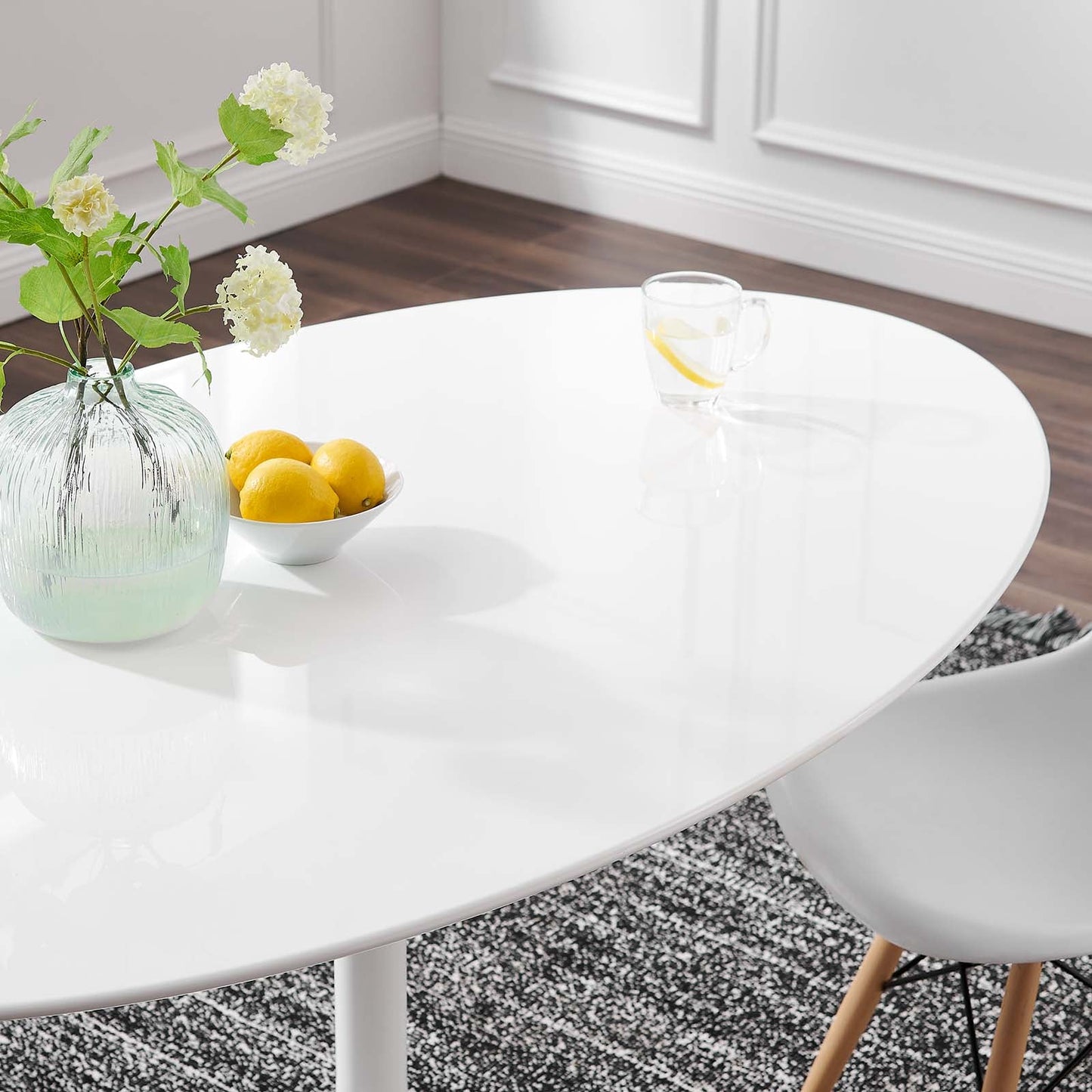 Modway Lippa 60" Oval Wood Top Dining Table - White - EEI-1121