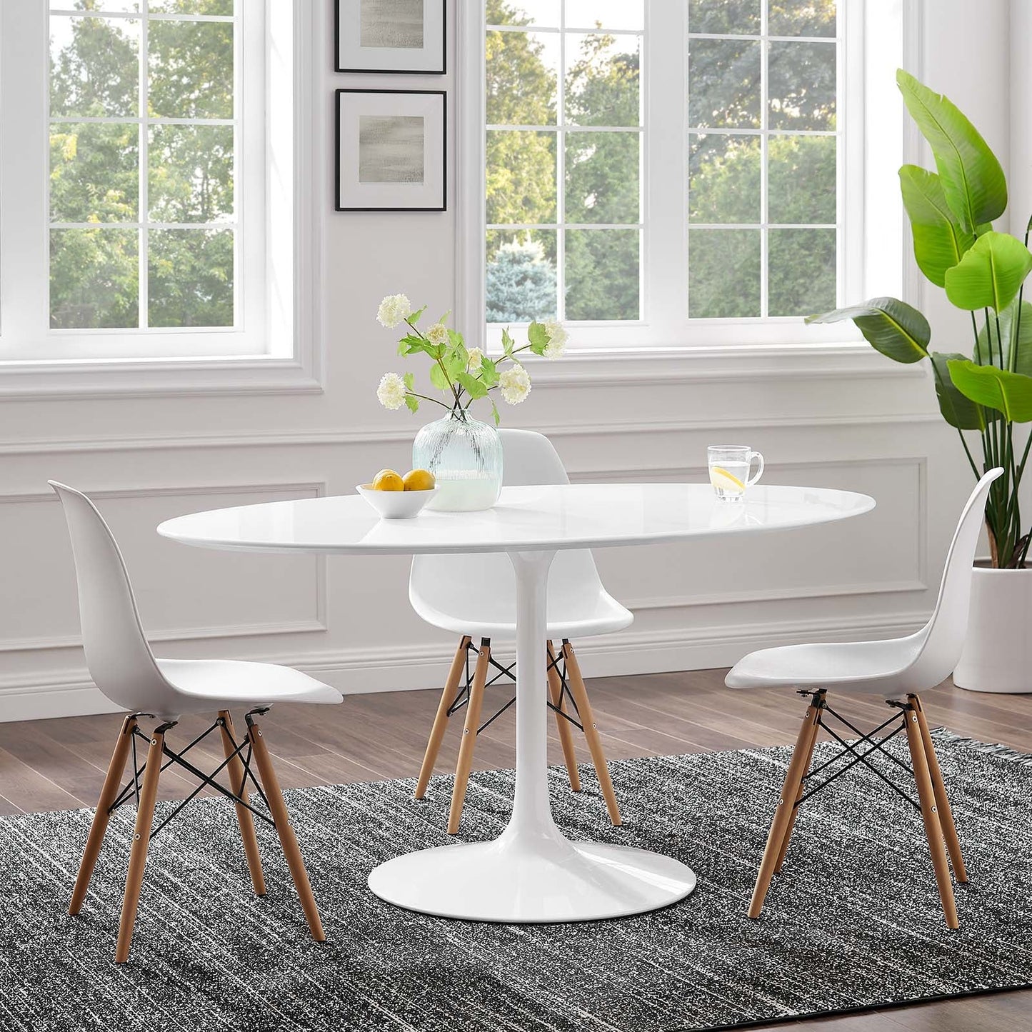 Modway Lippa 60" Oval Wood Top Dining Table - White - EEI-1121