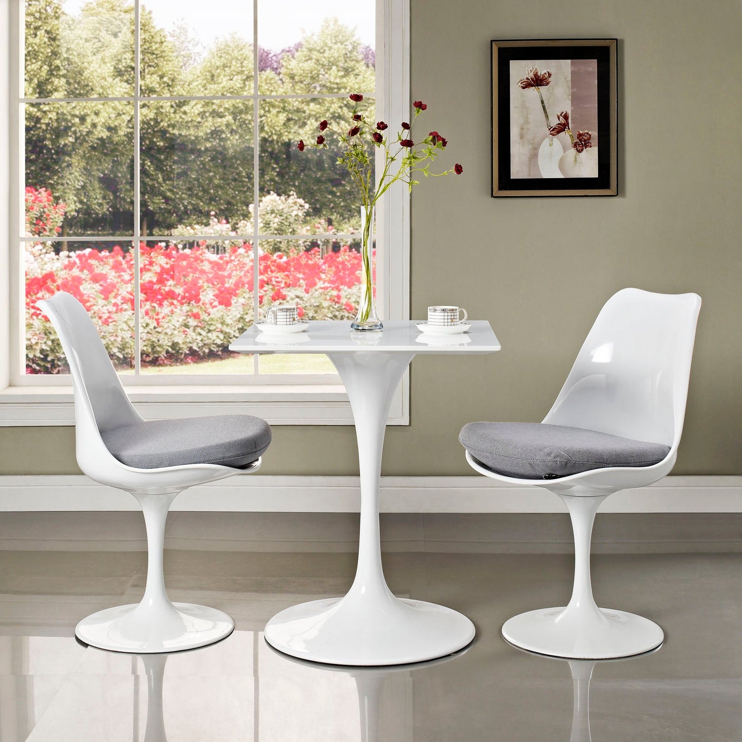Modway Lippa 24" Square Wood Top Dining Table - White | Dining Tables | Modishstore