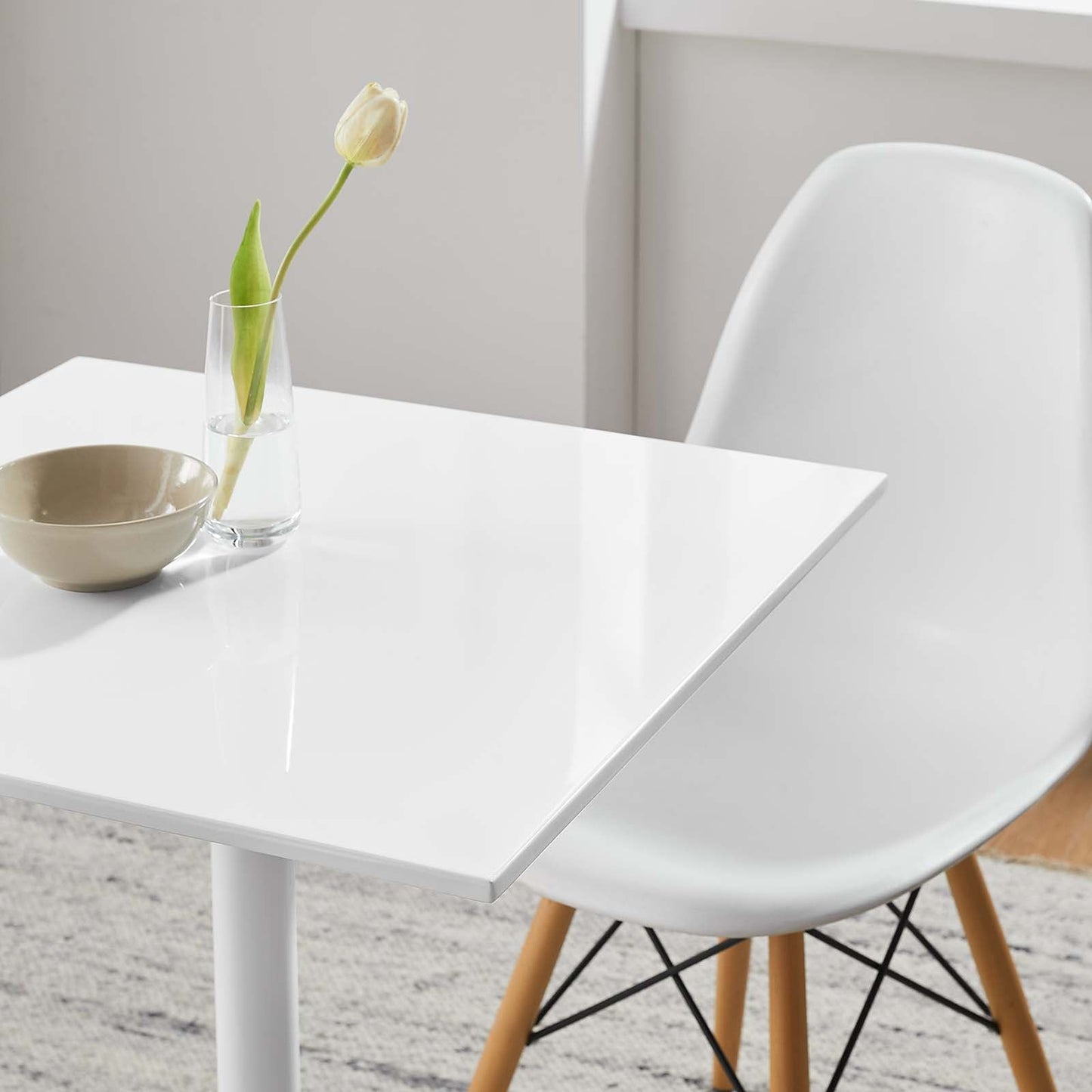 Modway Lippa 24" Square Wood Top Dining Table - White - EEI-1122