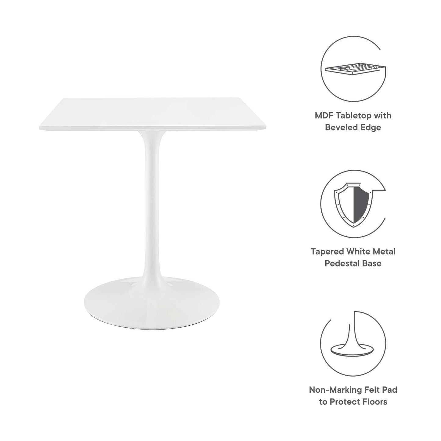 Modway Lippa 28" Square Wood Top Dining Table - EEI-1123