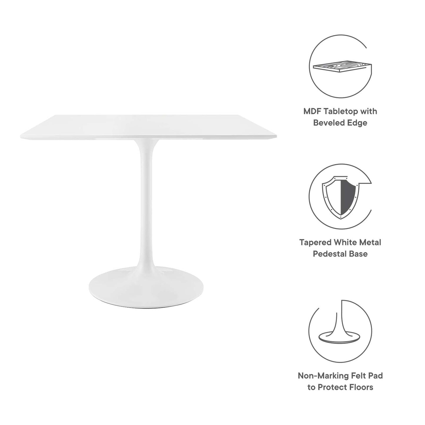 Modway Lippa 36" Square Wood Top Dining Table - EEI-1124