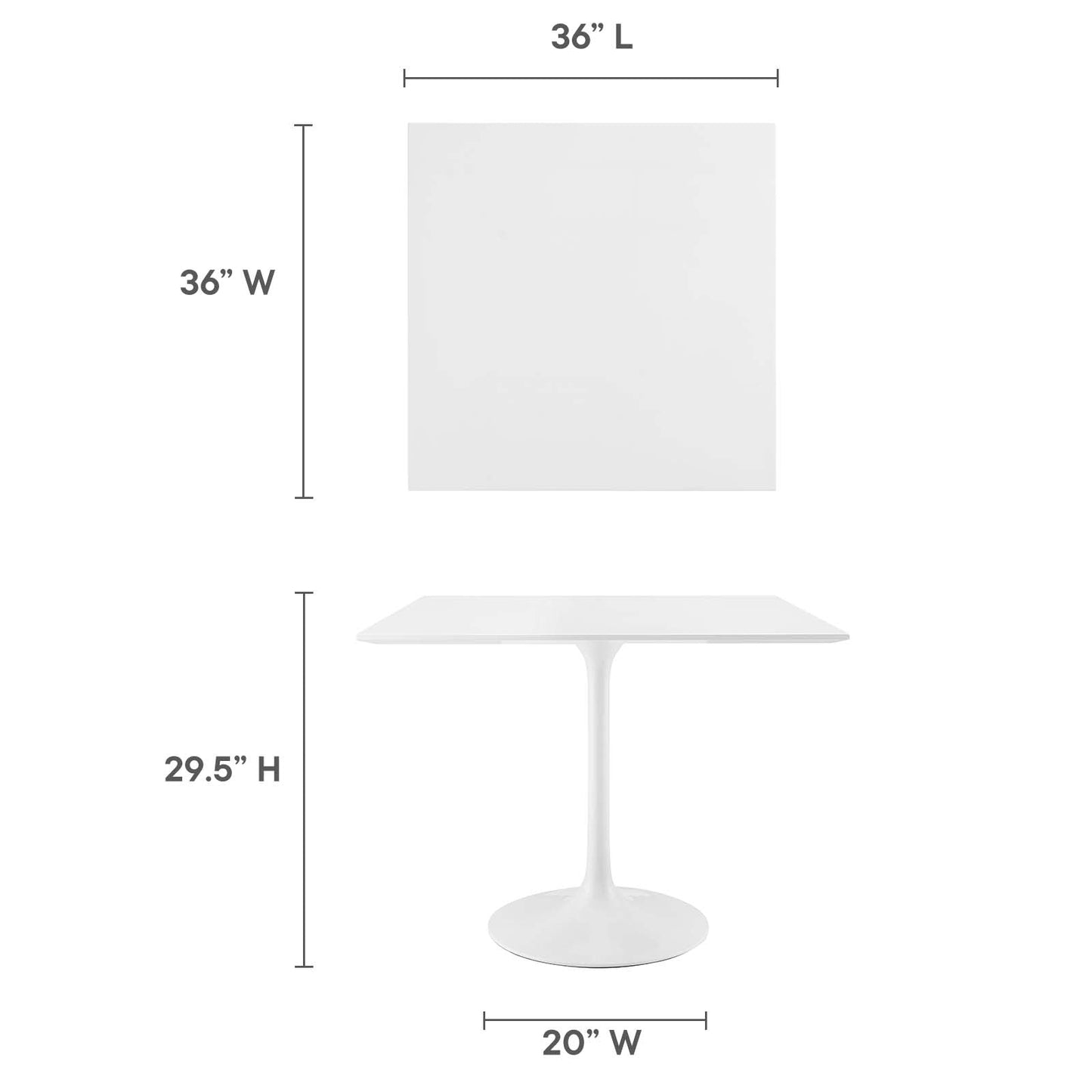 Modway Lippa 36" Square Wood Top Dining Table - EEI-1124