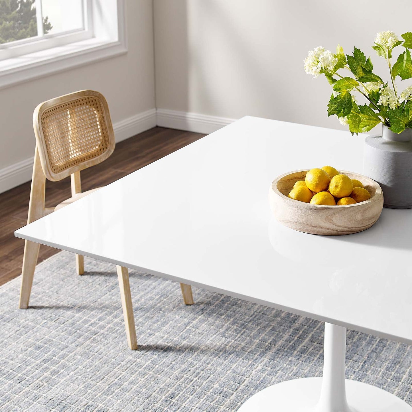 Modway Lippa 47" Square Wood Top Dining Table in White - EEI-1125