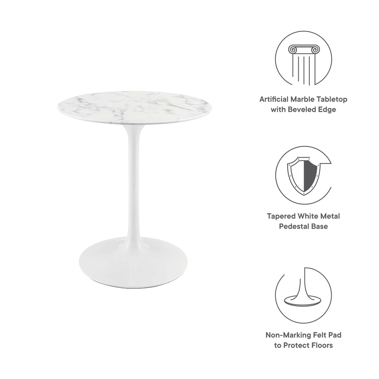 Modway Lippa 28" Round Artificial Marble Dining Table - EEI-1128