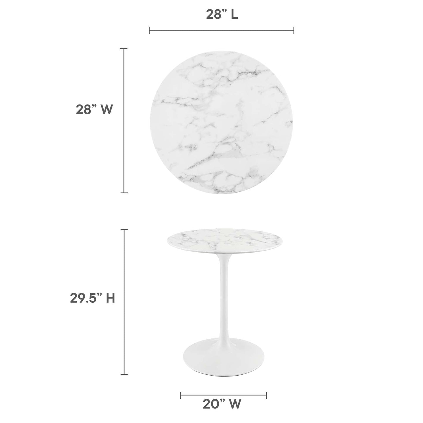 Modway Lippa 28" Round Artificial Marble Dining Table - EEI-1128