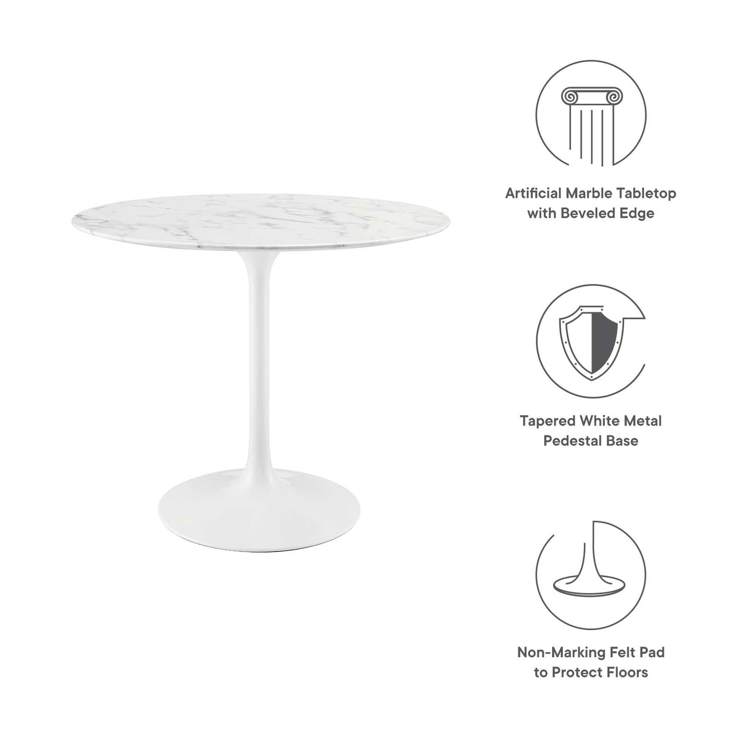 Modway Lippa 36" Round Artificial Marble Dining Table - EEI-1129