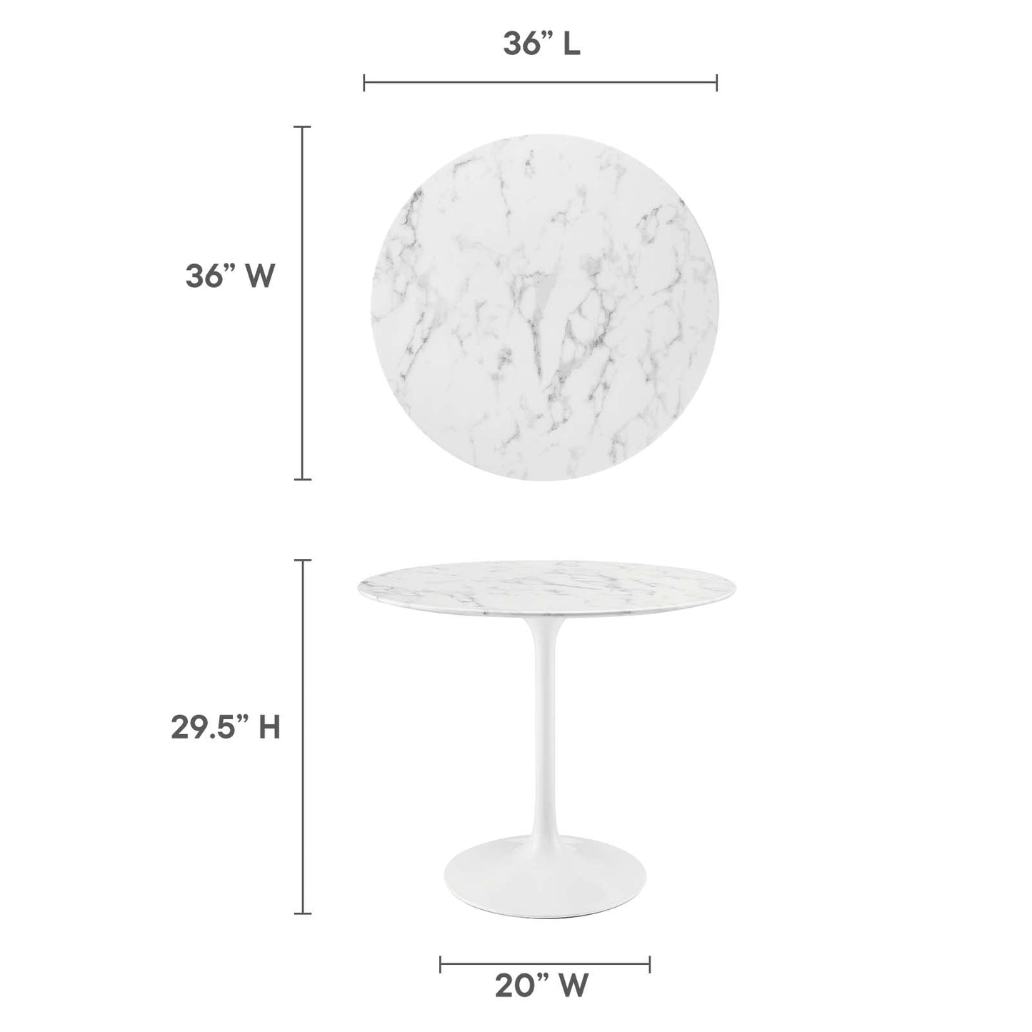 Modway Lippa 36" Round Artificial Marble Dining Table - EEI-1129