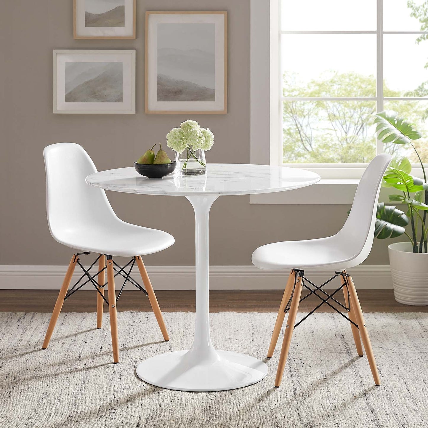 Modway Lippa 36" Round Artificial Marble Dining Table - EEI-1129