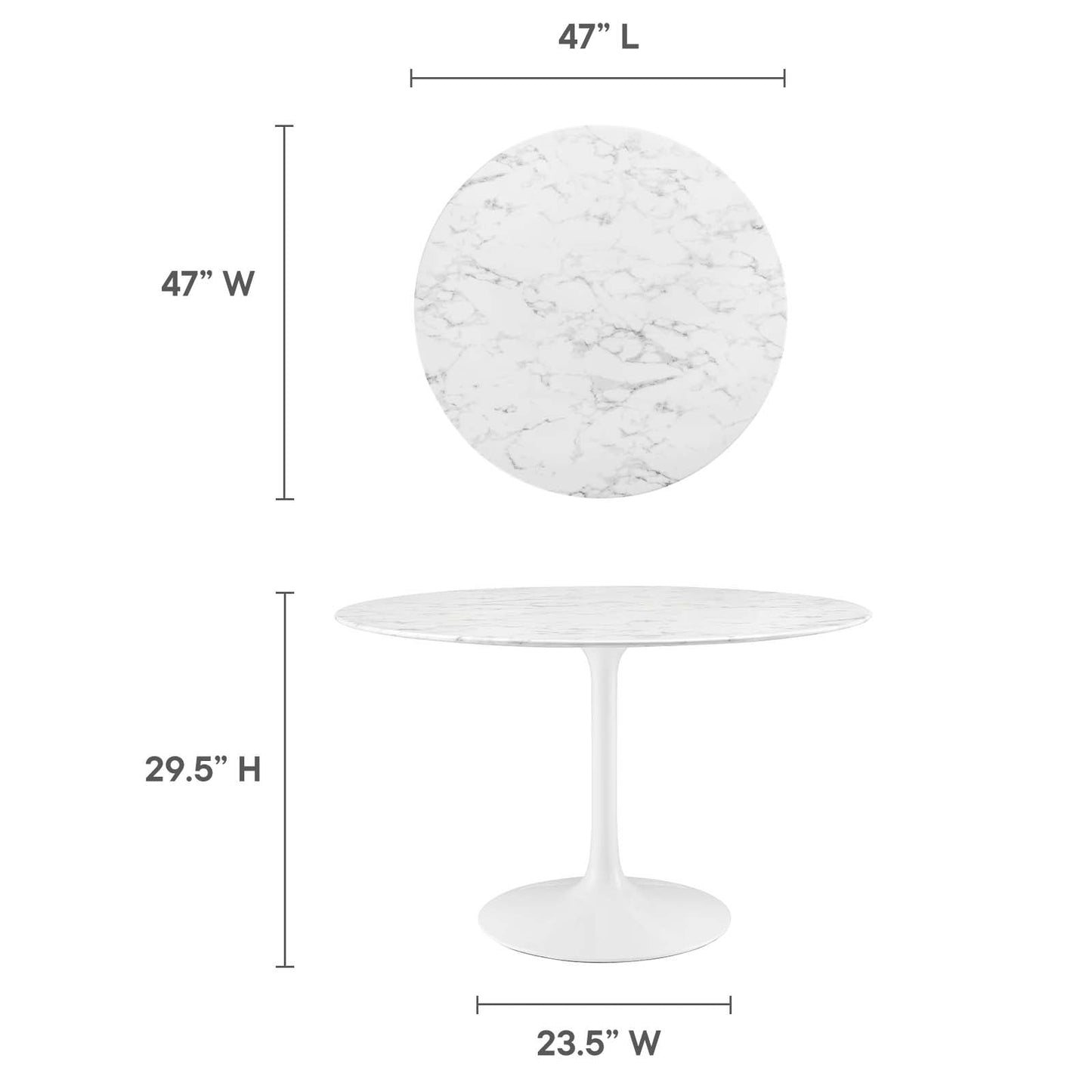 Modway Lippa 47" Round Artificial Marble Dining Table - EEI-1131