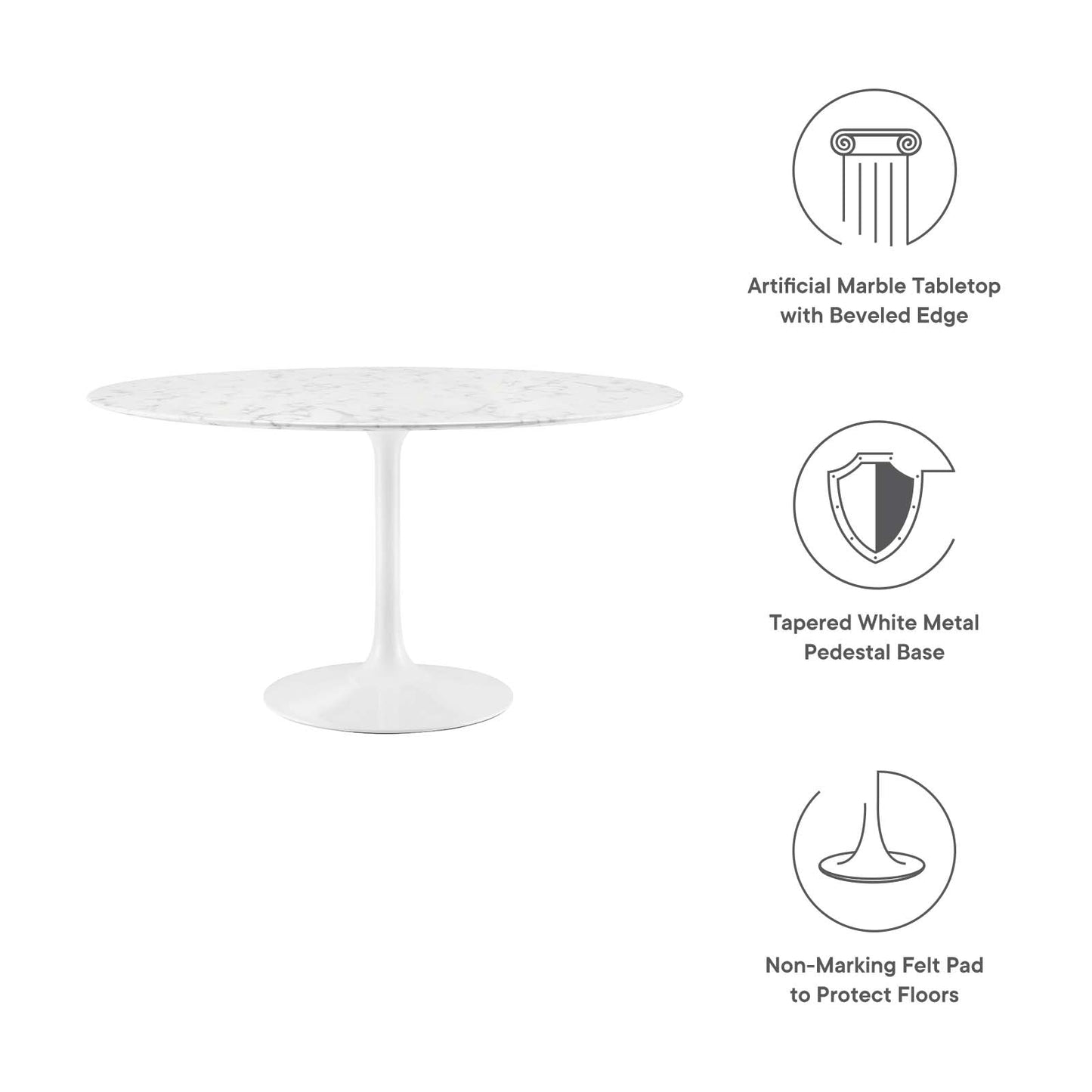 Modway Lippa 54" Round Artificial Marble Dining Table - EEI-1132
