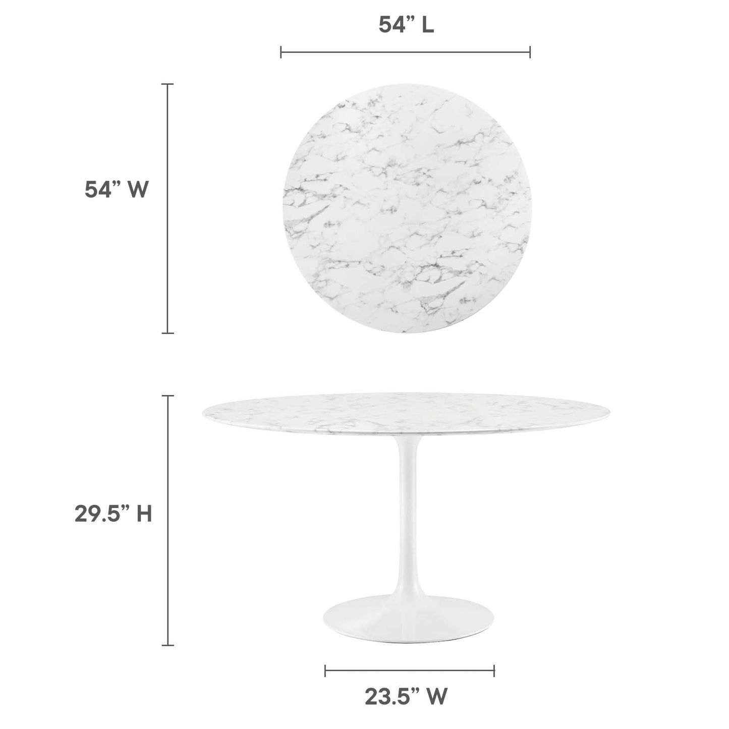 Modway Lippa 54" Round Artificial Marble Dining Table - EEI-1132