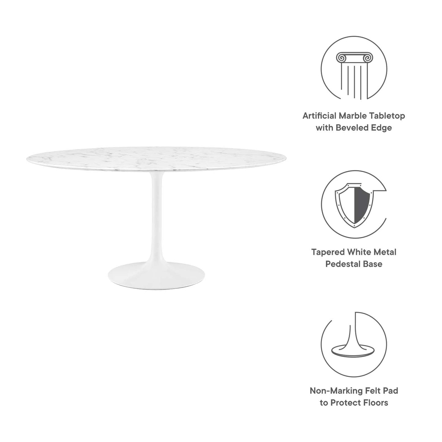 Modway Lippa 60" Round Artificial Marble Dining Table - EEI-1133