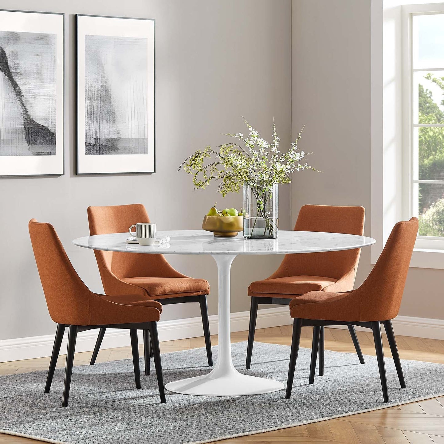 Modway Lippa 60" Round Artificial Marble Dining Table - EEI-1133
