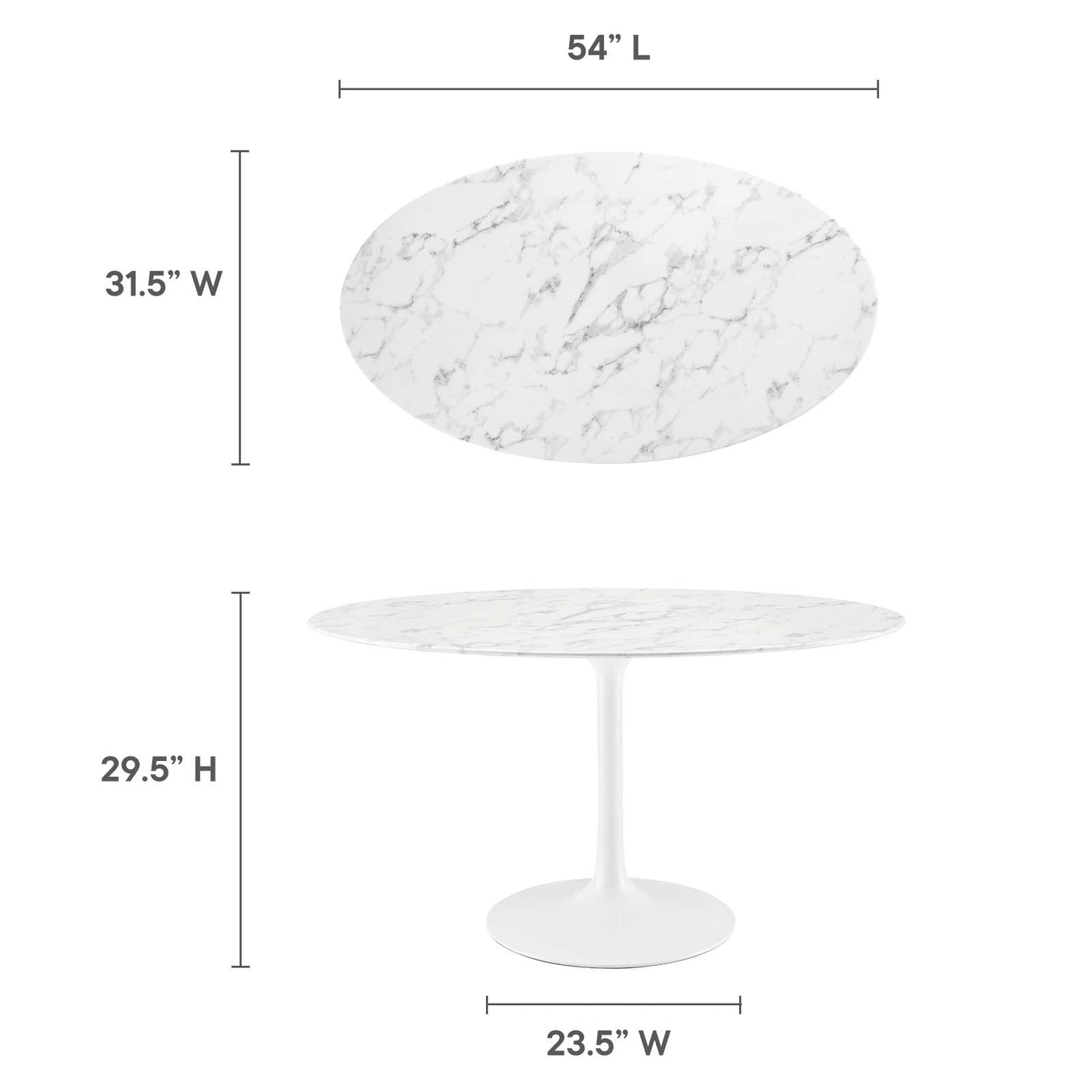 Modway Lippa 54" Oval Artificial Marble Dining Table - White - EEI-1134