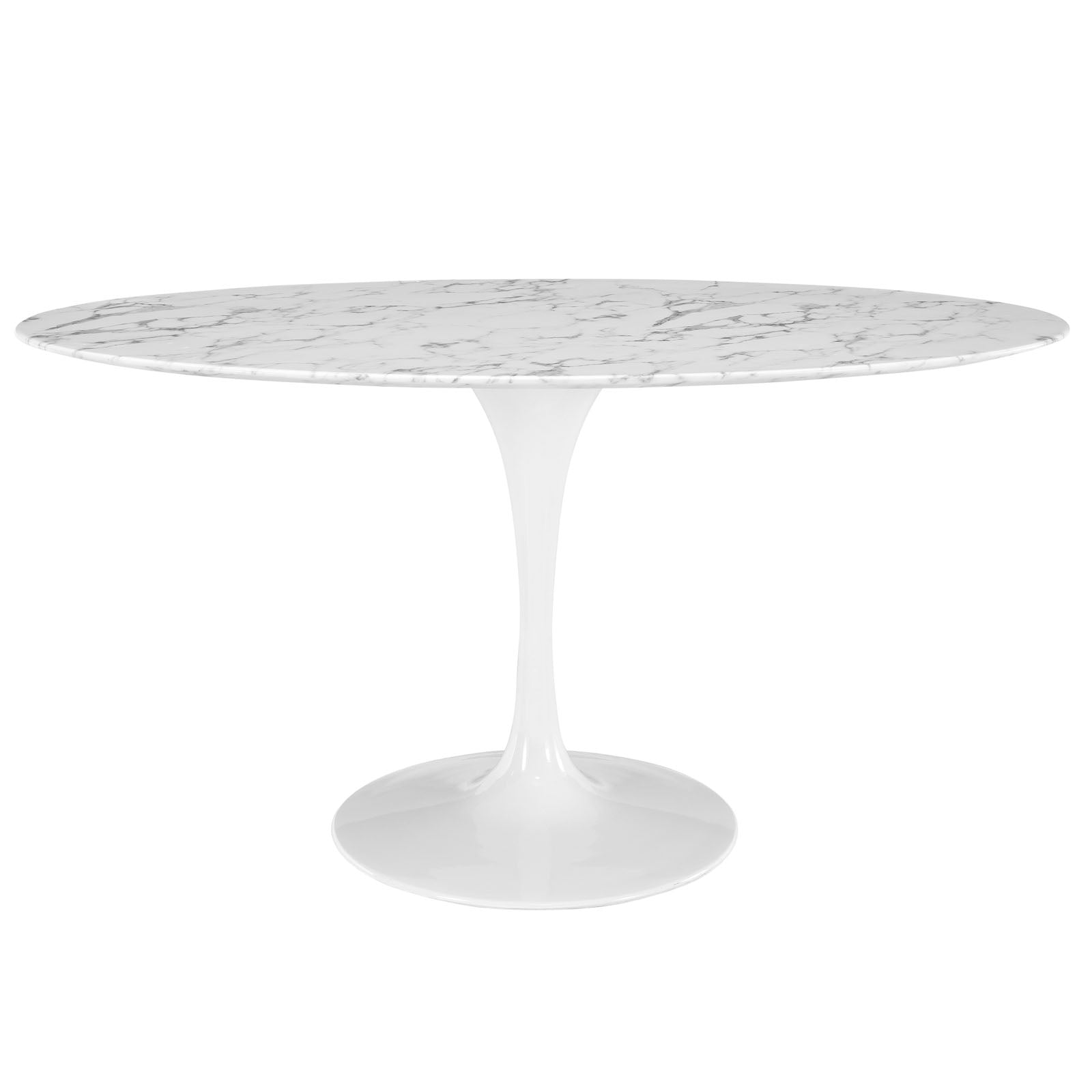 Modway Lippa 60" Oval Artificial Marble Dining Table in White | Dining Tables | Modishstore-2