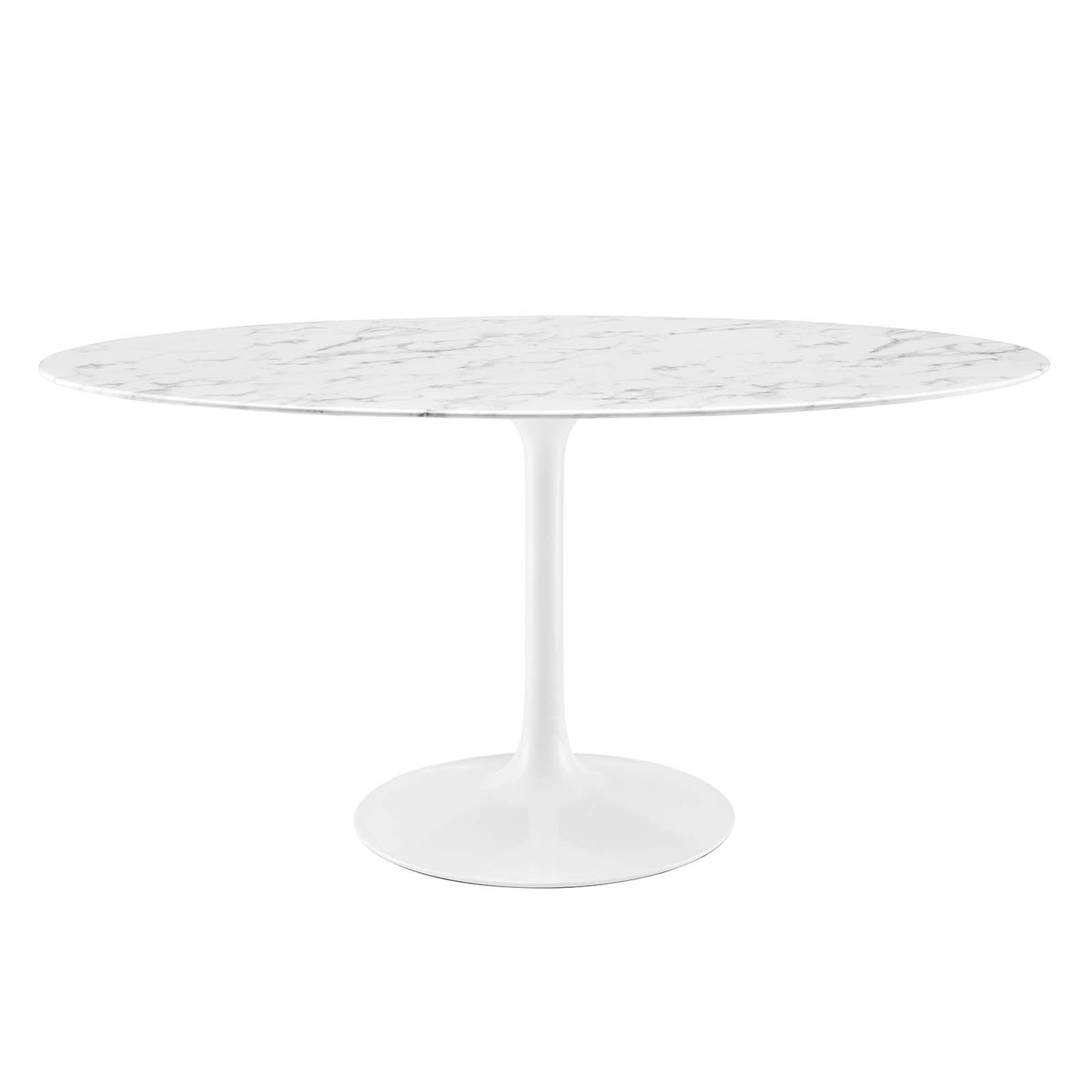 Modway Lippa 60" Oval Artificial Marble Dining Table in White - EEI-1135