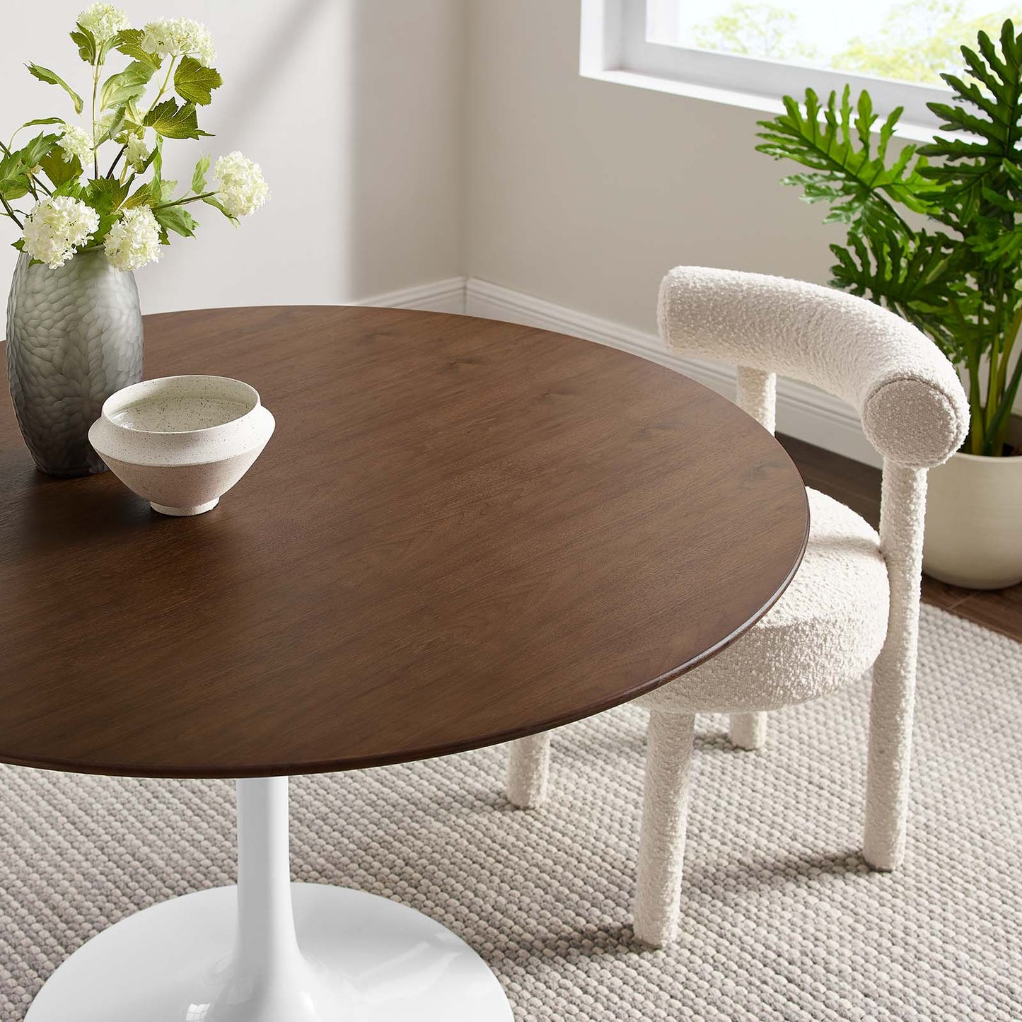 Modway Lippa 47" Round Walnut Top Dining Table in Walnut - EEI-1137