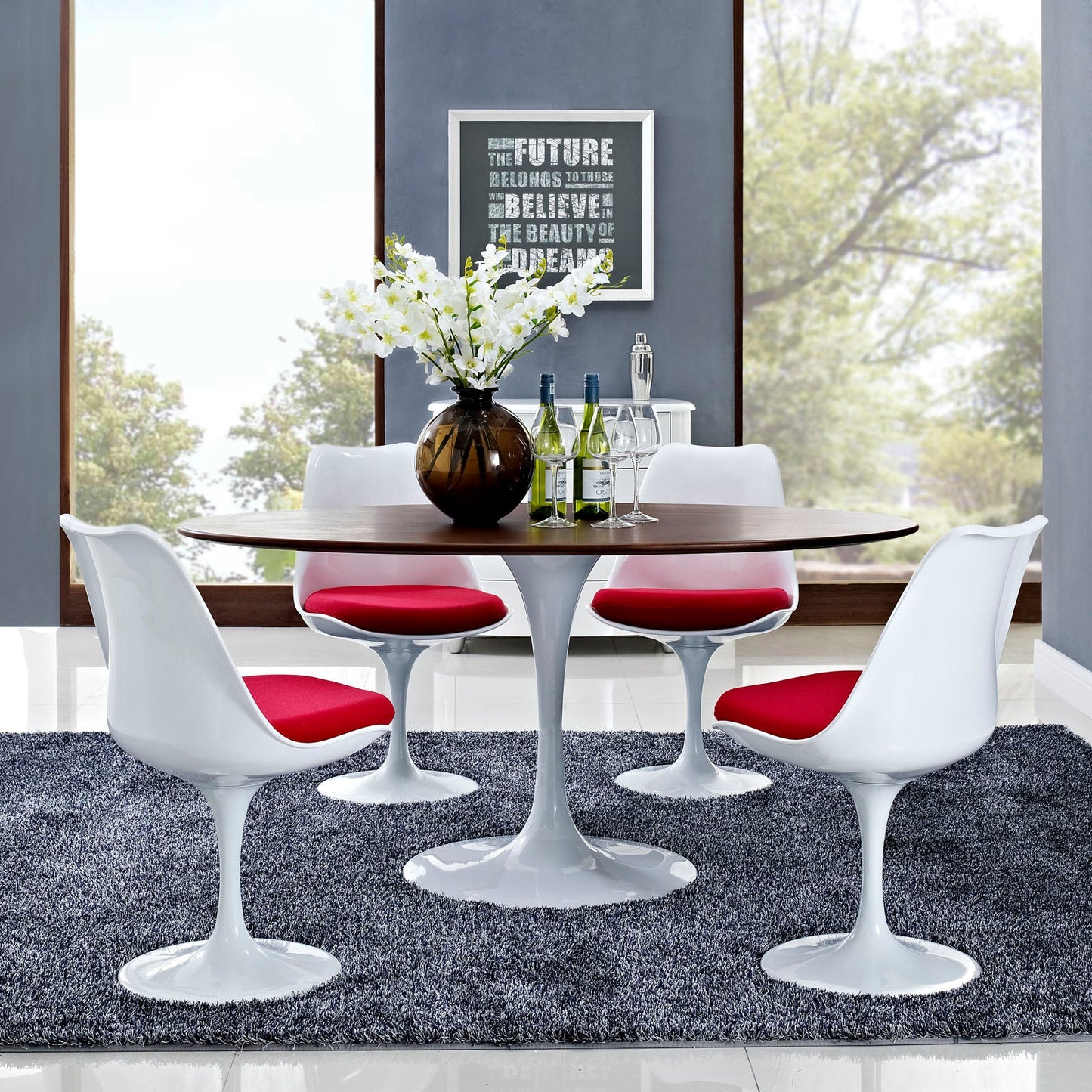 Modway Lippa 60" Oval Walnut Dining Table - Walnut | Dining Tables | Modishstore