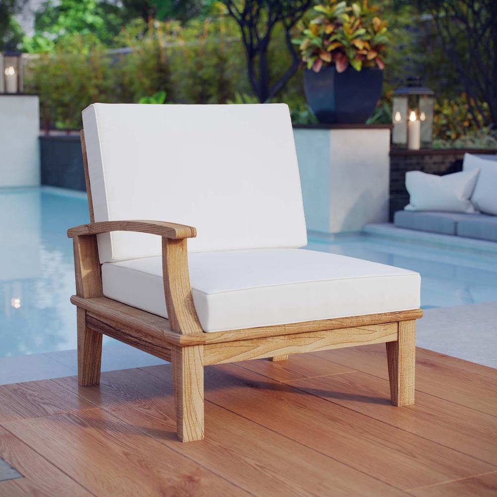 Modway Marina Outdoor Patio Teak Right-Facing Sofa - Natural White