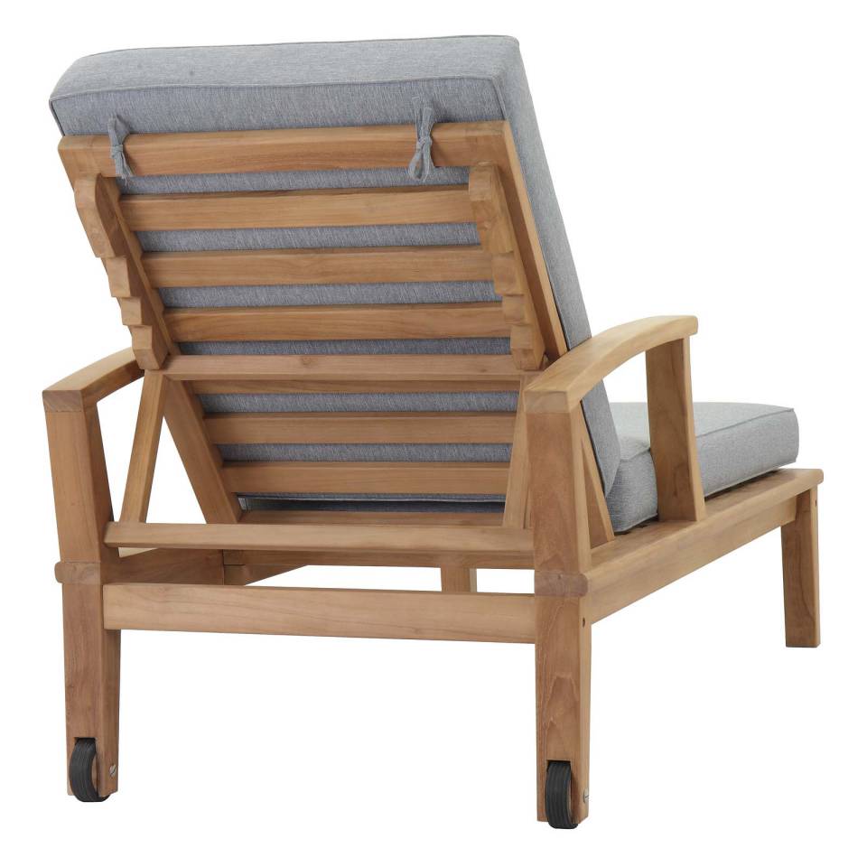 Modway Marina Outdoor Patio Teak Single Chaise | Outdoor Patio Daybed | Modishstore-4