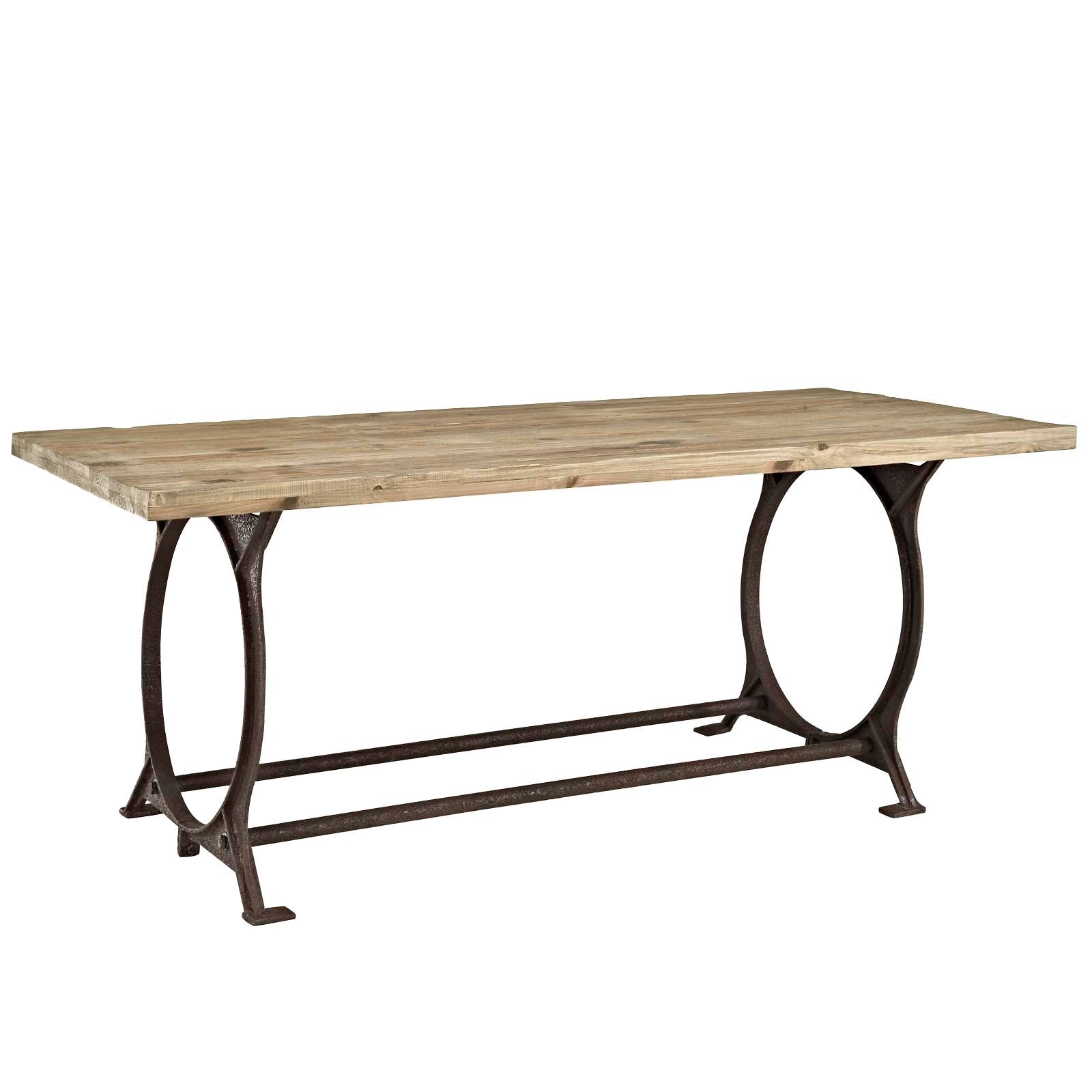 Modway Effuse Rectangle Wood Top Dining Table - Brown | Dining Tables | 