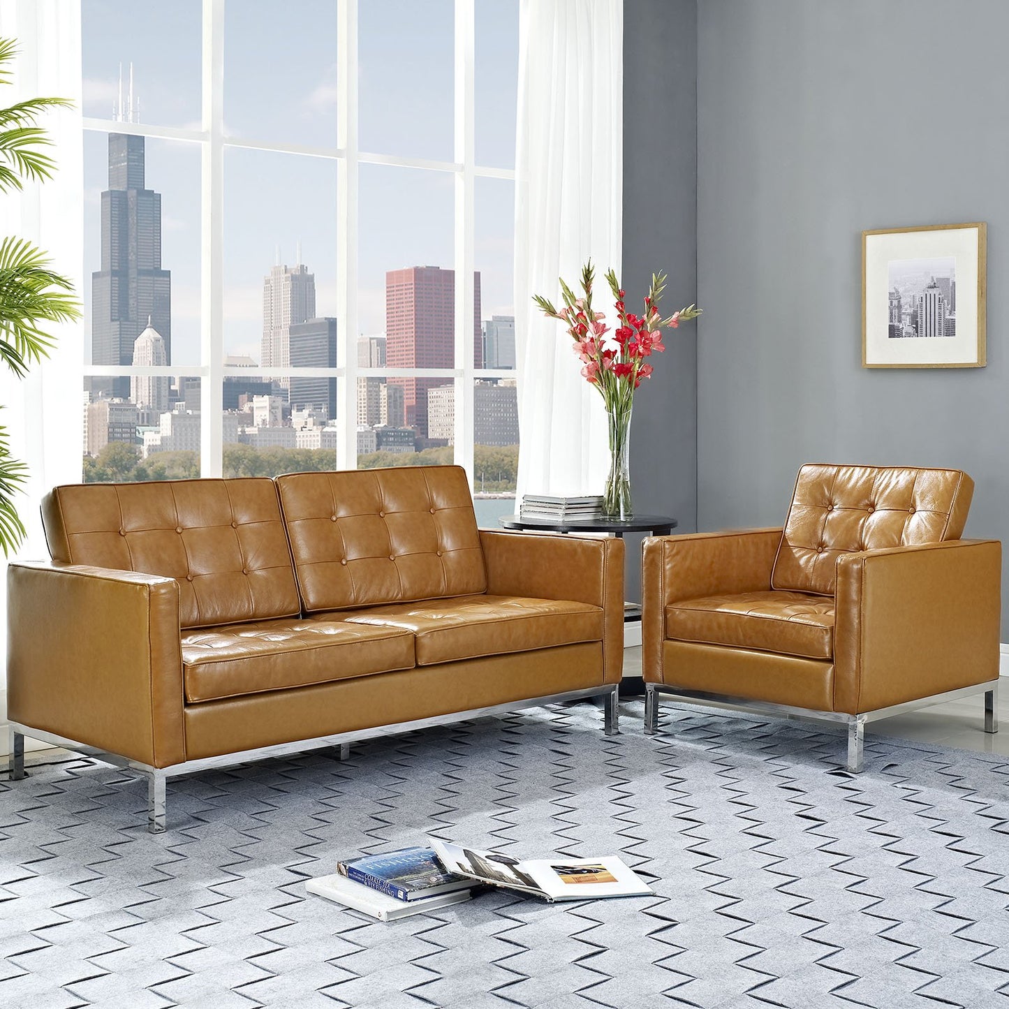 Modway Loft Loveseat Leather 2 Piece Set